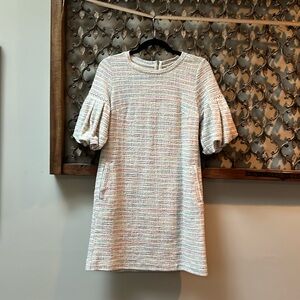 Loft slub peplum sleeve dress. XS. Multicolored